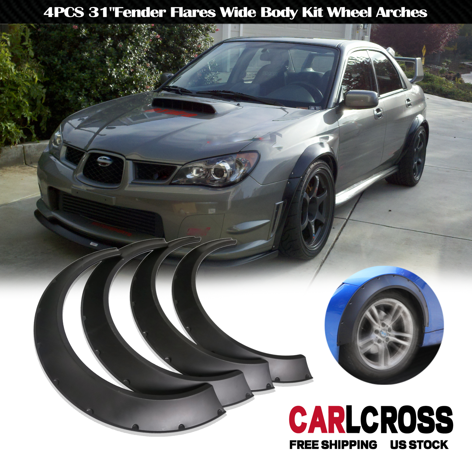 For hatchback Coupe Set of 4 Fender Flares Extra Wide Body Kit Wheel Arches
