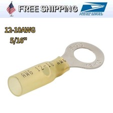 Yellow Heat Shrink Ring Terminals Marine Wire Connectors AWG12-10 Stud 5/16"