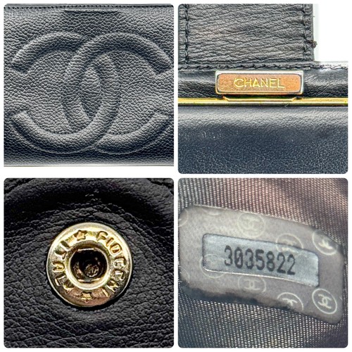 CHANEL Coco Mark Round Zipper Caviar Skin Long Wallet Black Authentic - 第 18/18 張圖片