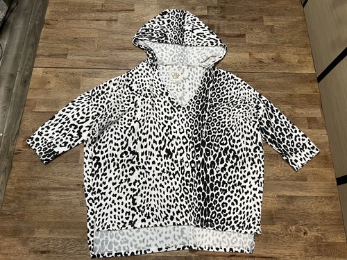 CHASER Ivory Cheetah Hoodie Womens SIZE 