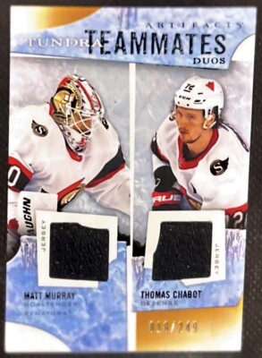 2021 Artifacts Tundra Teammates Duo-Matt Murray, Thomas Chabot-Jersey-#/249  
