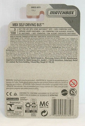 Matchbox MBX City Blue MBX Self-Driving Bus 1/64 Collector #3 - Picture 4 of 4