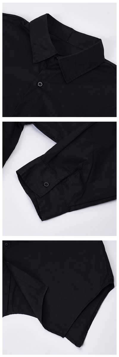 Mens Black Oversize Japanese irregular Long Sleeved Shirts