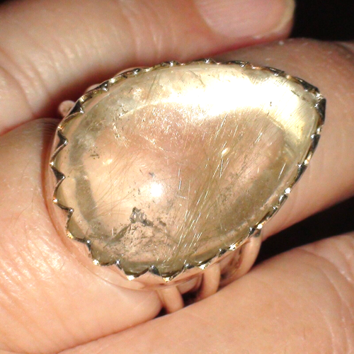 BIG! 39.0ct NATURAL! GOLDEN RUTILE LIGHT YELLOW TOURMALINE RING 925 SILVER.10.5 - Picture 9 of 22