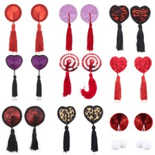 Breast Bra Nipple Cover Women's Lingerie Sequin Burlesque Heart Tassel Clip Gift
