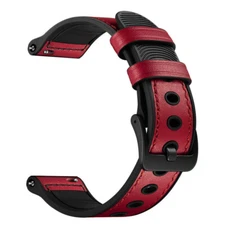 Red hybrid 22mm Watch Strap, Quick Fit Leather, Rubber, sports luxury