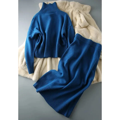 Autumn suit skirt 2 piece skirt set women winter sweater 2 piece outfit Sweater - Picture 23 of 28