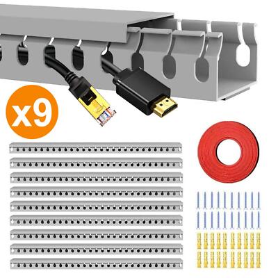 Cable Raceway Kit, 138 inch Open Slot Wiring Raceway Duct with Cover Cable Manag
