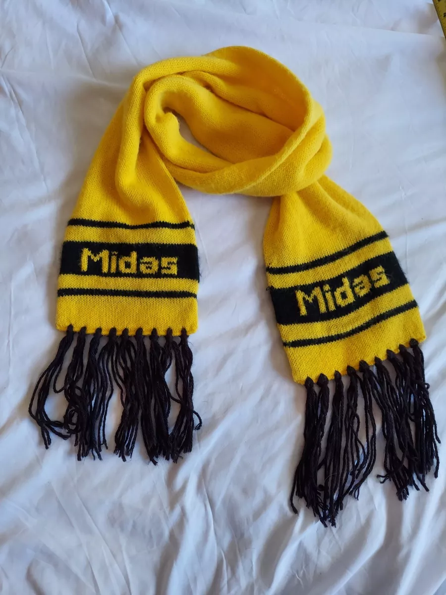 Vintage Midas Muffler Yellow Black Knitted Winter Scarf 80's Automobile  Acrylic