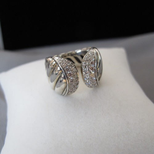 Anello David Yurman in argento sterling con pavè di cavi scolpiti e diamanti taglia 7,5 15,2 g J105 - Foto 3 di 10