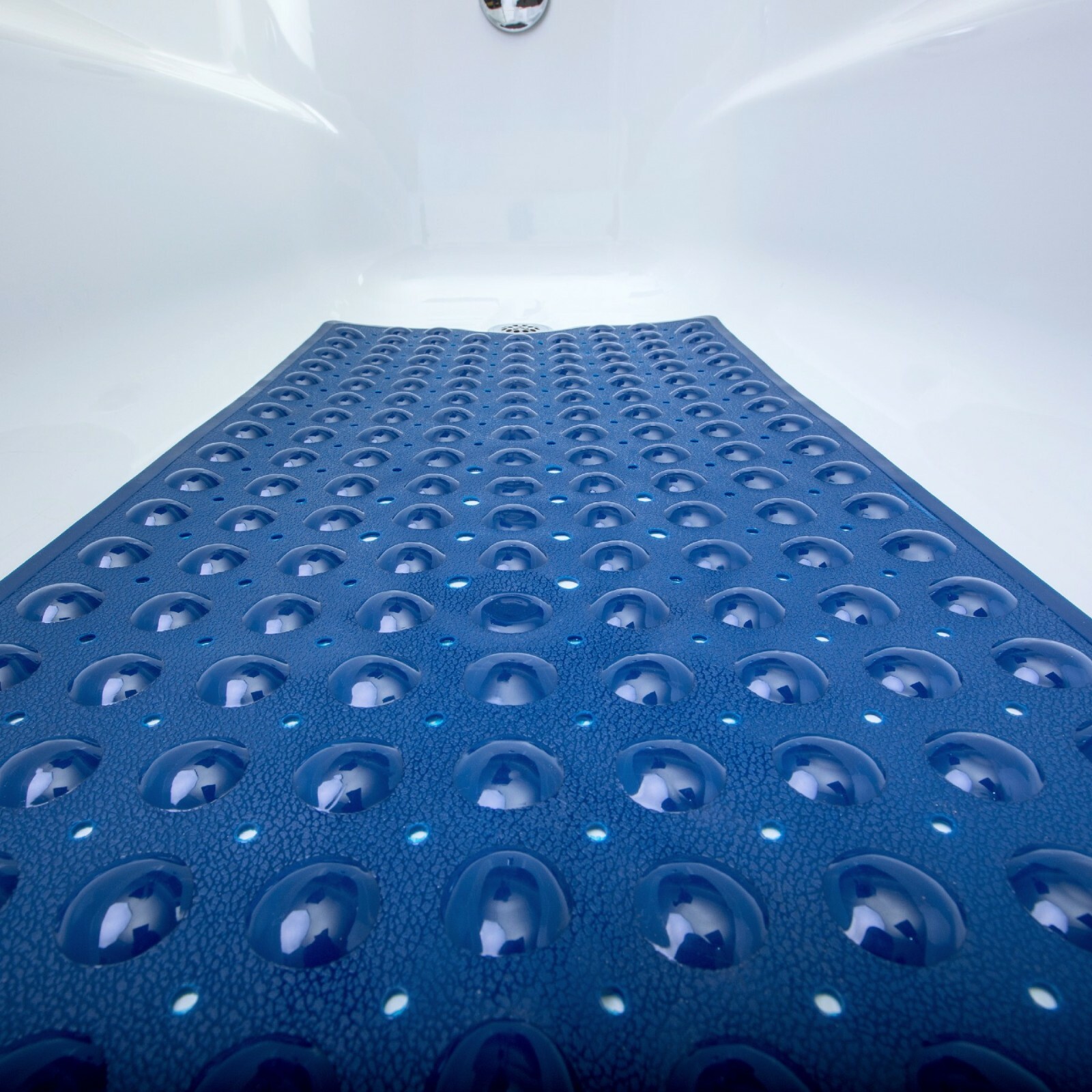 Navy Extra Long Bath Mat 16"W x 39"L InTub Mat with Suction Cups