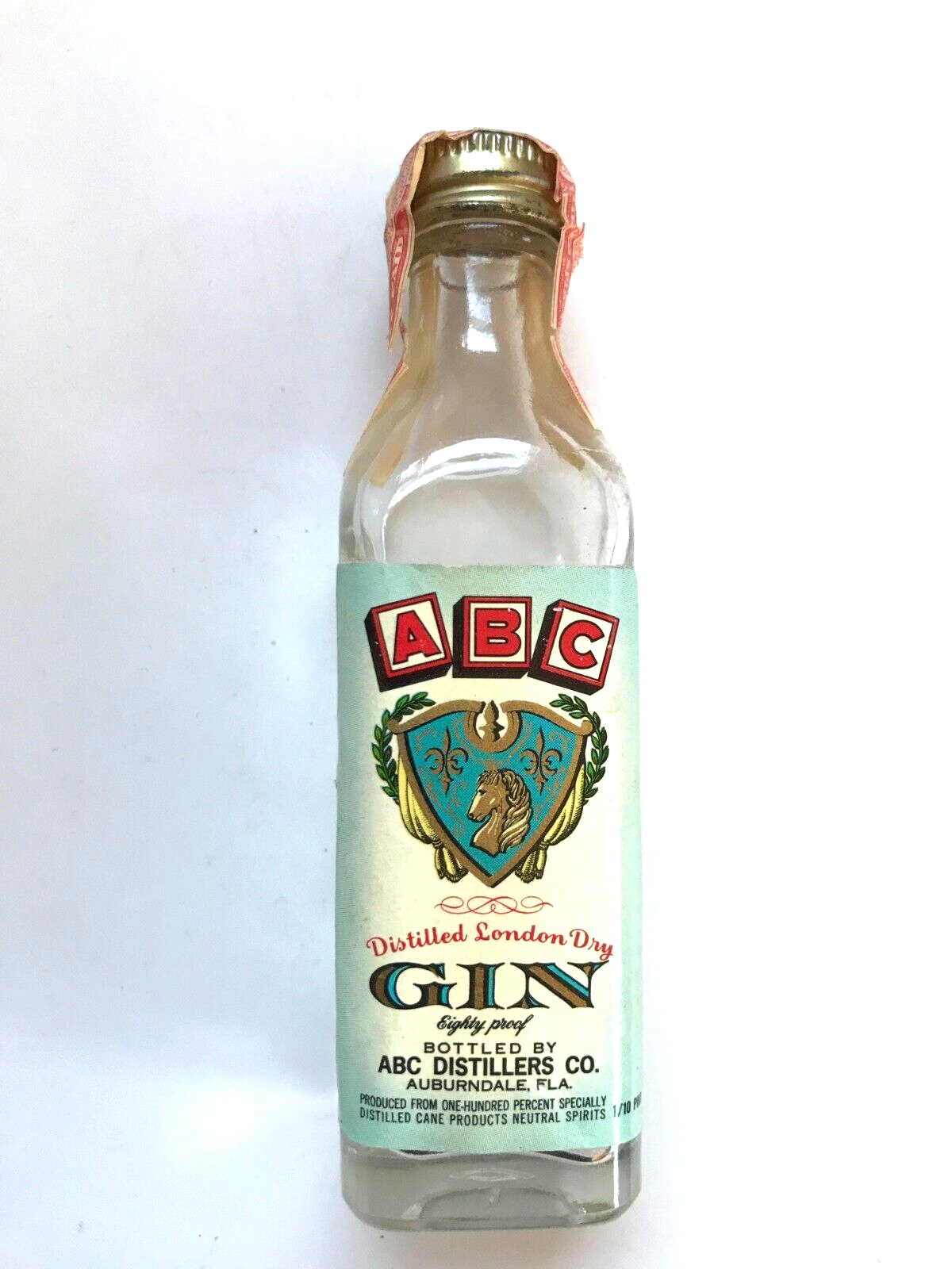 ABC GIN MINI BOTTLE EMPTY to COMPLY WITH EBAY RULES & USPS SHIPPING | eBay
