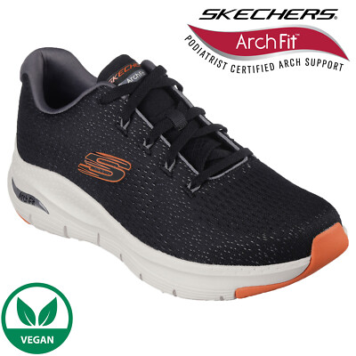Skechers Mens Trainers Arch Fit Memory Foam Orange Mesh