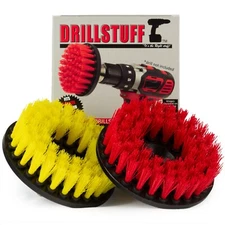 2pc Scrub Brush Upholstery Car Carpet Mat 5" Round with Power Drill Attachment
