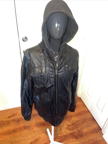 Obey Propaganda Hooded Leather Jacket 