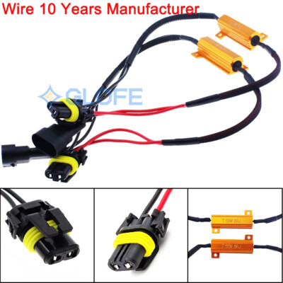 HB4 9006 Wire LED Resistor Canceler Error Decoder Fog Light Bulb Flickering Fix