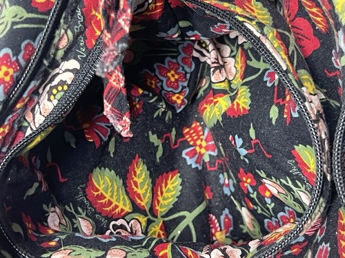 Vera Bradley Purse Tote Villager Shoulder Bag Black Floral Quilted - Picture 5 of 6