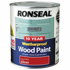 Image of Ronseal 10 Year Weatherproof Wood Paint 750ml Satin Gloss 2in1 No Primer Needed