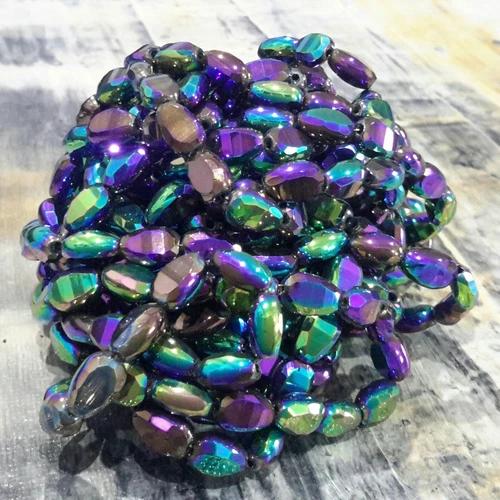 Elecroplated Faceted Glass Teardrop, 9x6x4.5mm, Rainbow ,Approx79pce, Free Post. - Picture 2 of 3