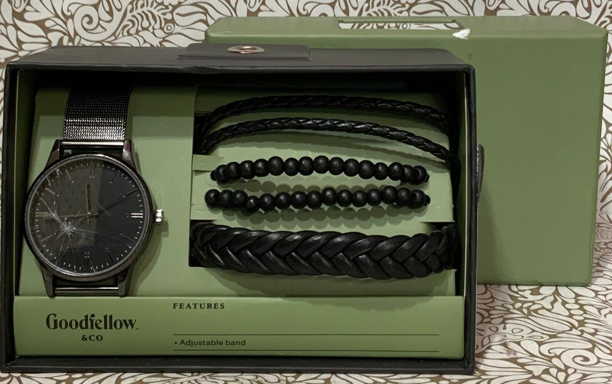 Men s Mesh Strap Watch Set Goodfellow Co Black eBay