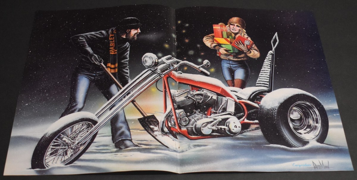 1981 Print Ad David Mann Motorcycle Magazine Centerfold Christmas