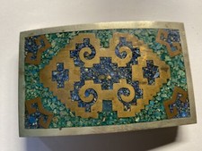 Vtg Used Mexican Alpaca Texco Geometric Design Belt Buckle
