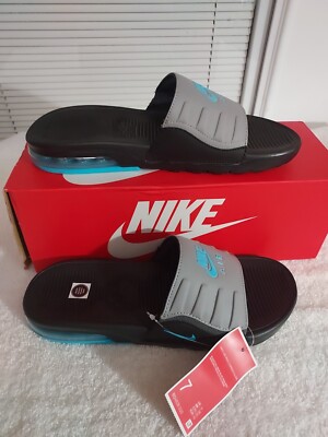 NWT NIKE SIZE 7 MEN🩶 BLK/CHLORINE🩵 BLUE GREY CAMDEN 💙SLIDES | eBay
