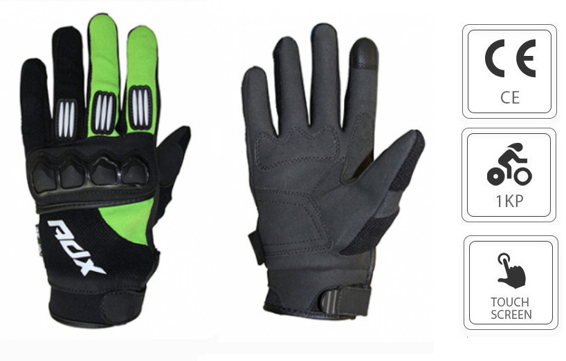 Gants cross moto enduro quad homologués CE gant noir vert fluo tactile