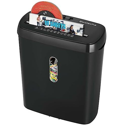 Woolsche Paper Shredder, 10-Sheet Strip Cut with 3.17-Gallon Basket, P-2 Securit-image