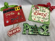 Christmas Signs and Plaque Holiday Decor Santa Peace Hanging