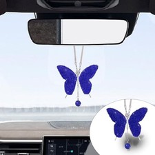 Bling Butterfly Diamond Car Hanging Accessories, Crystal Butterfly Dark Blue