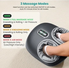 Nekteck Shiatsu Foot Massager with Heat and Air Compression, Grey