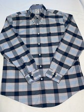 Brooks Brothers 1818 Regent Dress Shirt Mens L Blue Plaid Non-Iron Supima Cotton