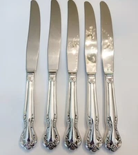 (5) Rogers & Bros DAYBREAK ELEGANT LADY 9 1/8" Silver Plate Dinner Knives