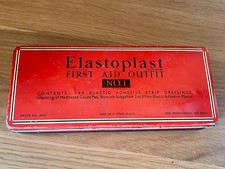 VINTAGE ELASTOPLAST FIRST AID TIN OUTFIT RED TIN no contents and 