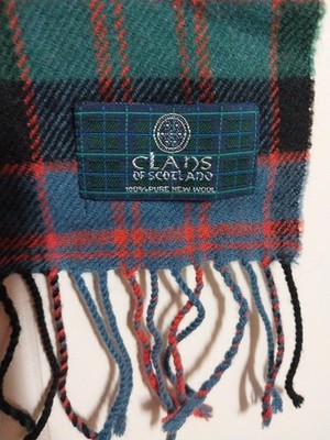 100% Pure New Wool Scarf Plaid Fringed Clans of Scotland Classic Preppy Holidays