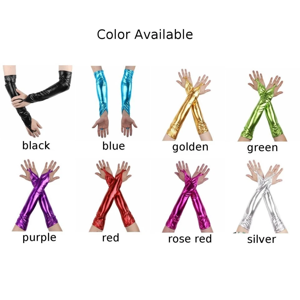 Fashion Forward Glitzer Metall fingerlose Ellenbogen Handschuhe Party Zubehör P - Bild 2 von 4