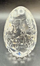 Crystal Paperweight Egg-Shaped Rogaska Gallia Cut Etched Floral 3.5" T Gift