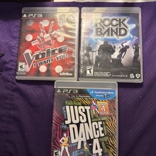 Lot of 3 PS3 Games Rock Band , The Voice I Want You, Just Dance 4