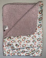 BASS PRO SHOPS PINK SHERPA OWLS FEATHERS BABY BLANKET D4
