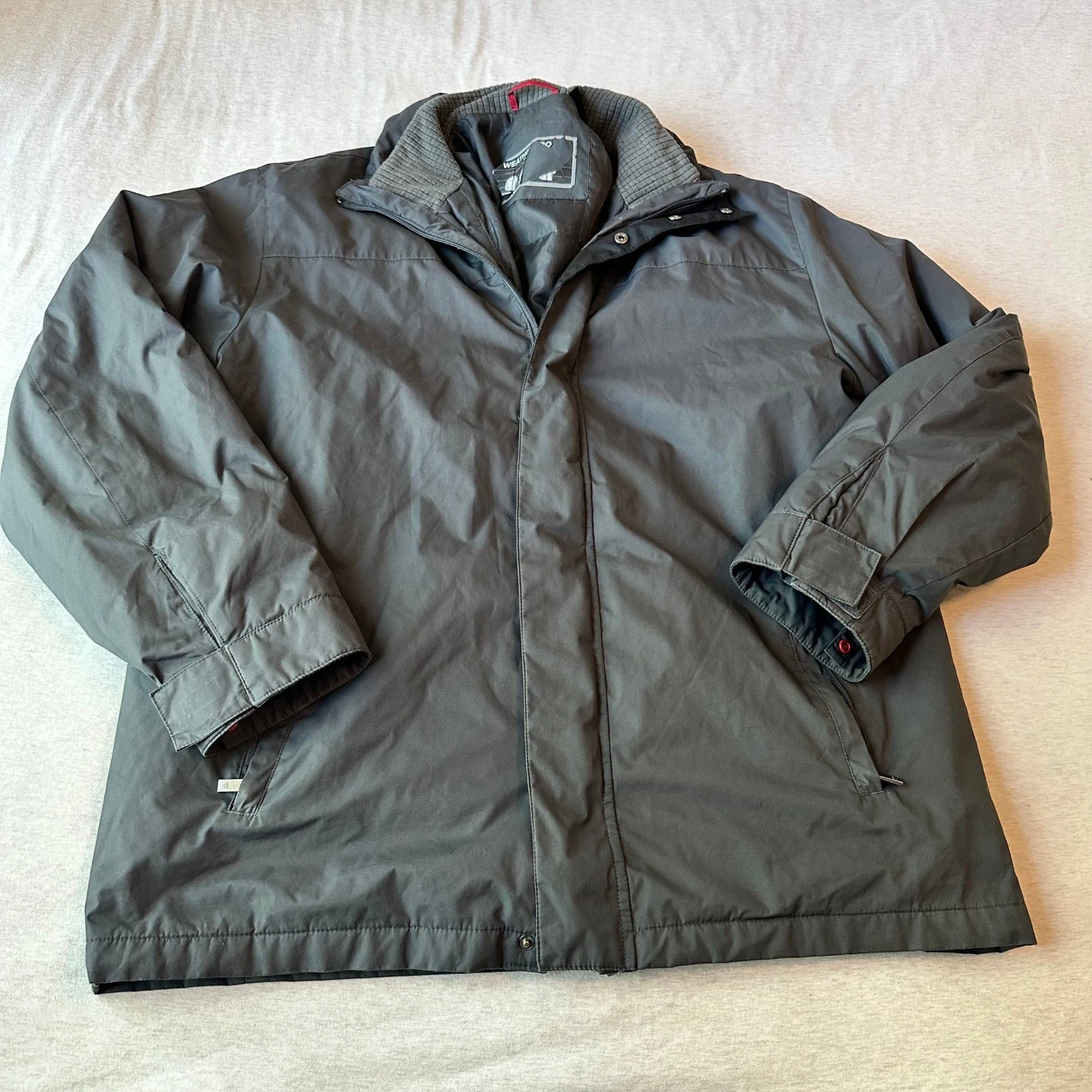 Weatherproof Mens Charcoal Grey Full Zip Quilted Lined Jacket Size Medium