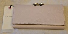 Ted Baker Pale Pink Leather Crystal teardrop Clasp Matinee Purse BNWT