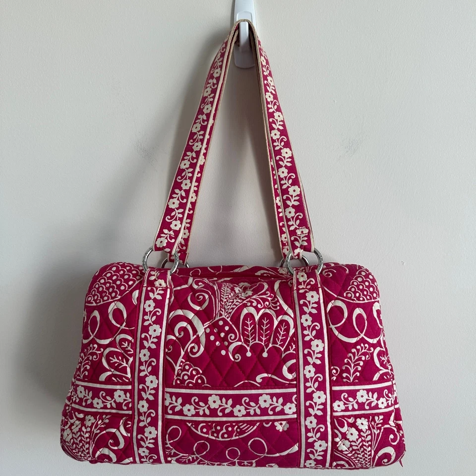 Bolso de hombro Vera Bradley Twirly Birds rosa cuadrado con cremallera Foto 2 de 4