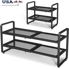 Expandable Adjustable Shoe Rack Stackable Heavy Duty 8 Pairs Easy Assembly New