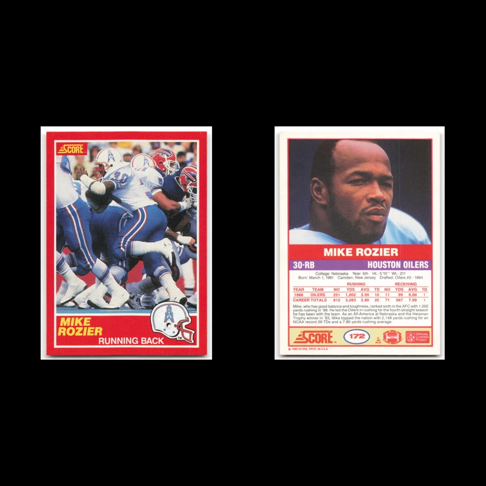 Mike Rozier #172 1989 Score Houston Oilers Football Card NFL NM - Image 3 of 3