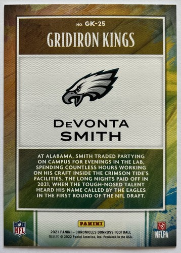 2021 Panini Chronicles Gridiron Kings Devonta Smith Pink Parallel Rookie Card RC - Bild 2 von 2