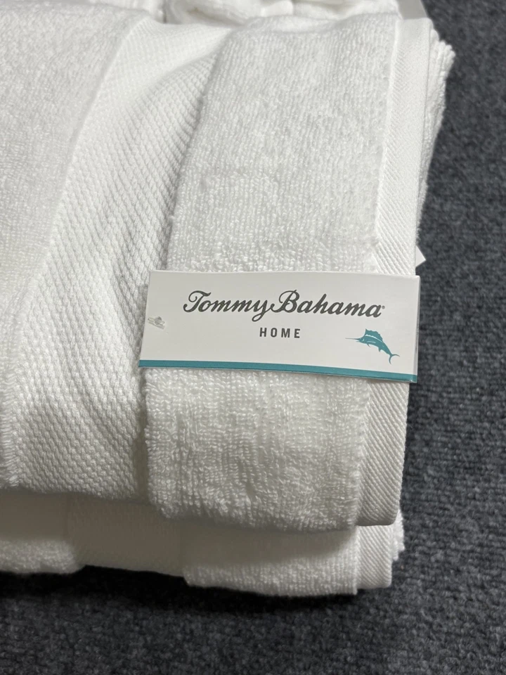 Tommy Bahama 9 Piece Premium Cotton Bath Towel Set Solid White NEW - Image 3 of 4