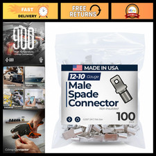 100 Pcs High Temp Non-Insulated Male Spade Connectors 12-10 Gauge Quick Disconne