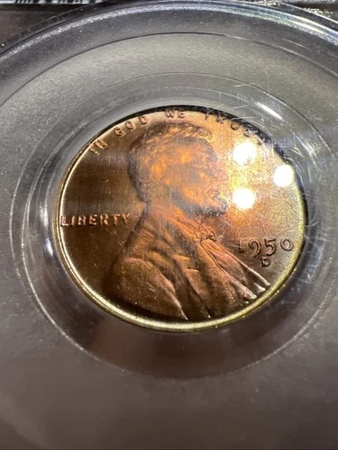 1950 D PCGS MS65 RB Toned Lincoln Wheat Cent 1¢