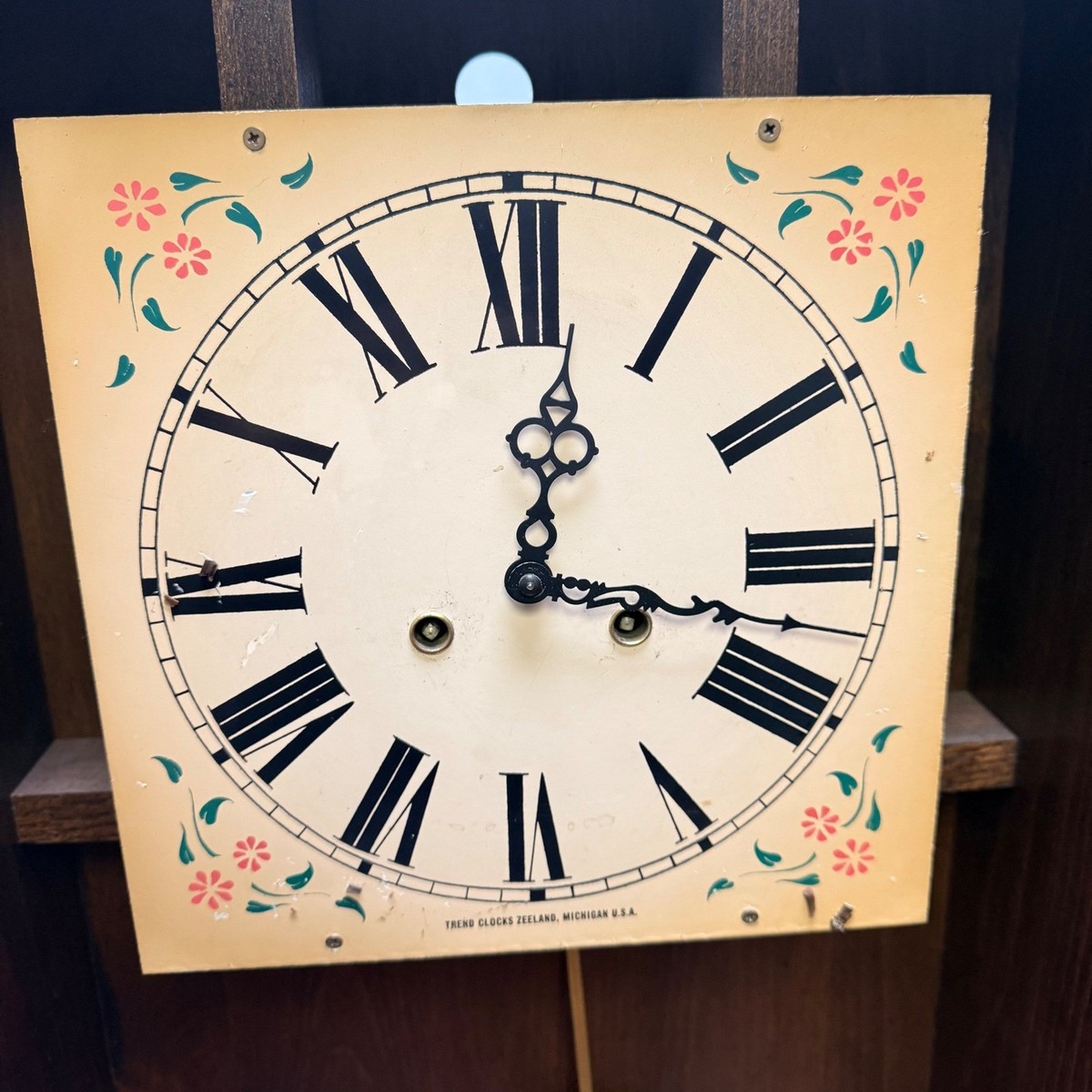 VTG Trend Chime Clock Brown Wood Mechanical West German Antique